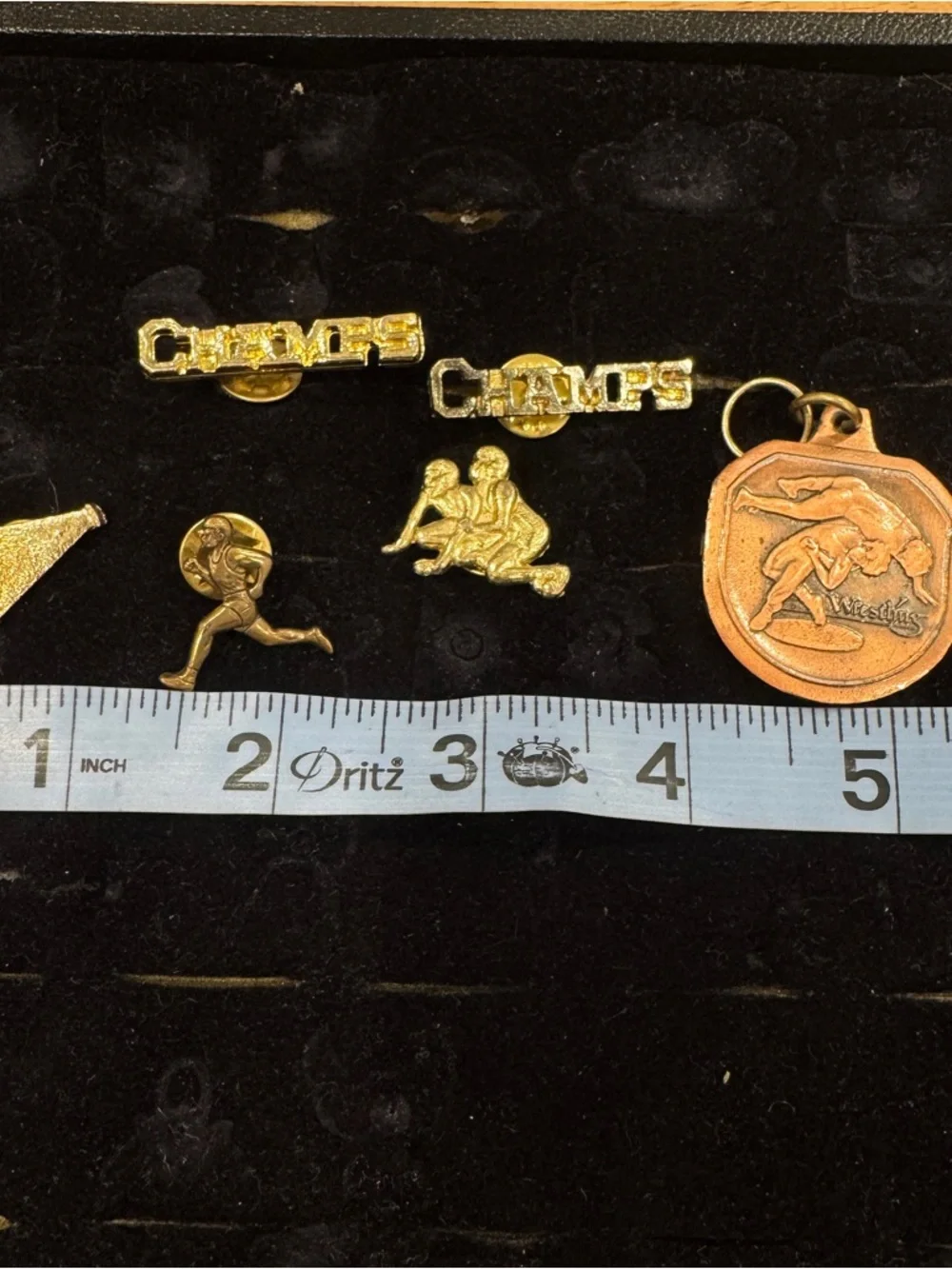 Vintage Varsity Sports Pins Collection Lot of 6 Track Wrestling Gold Copper Tone